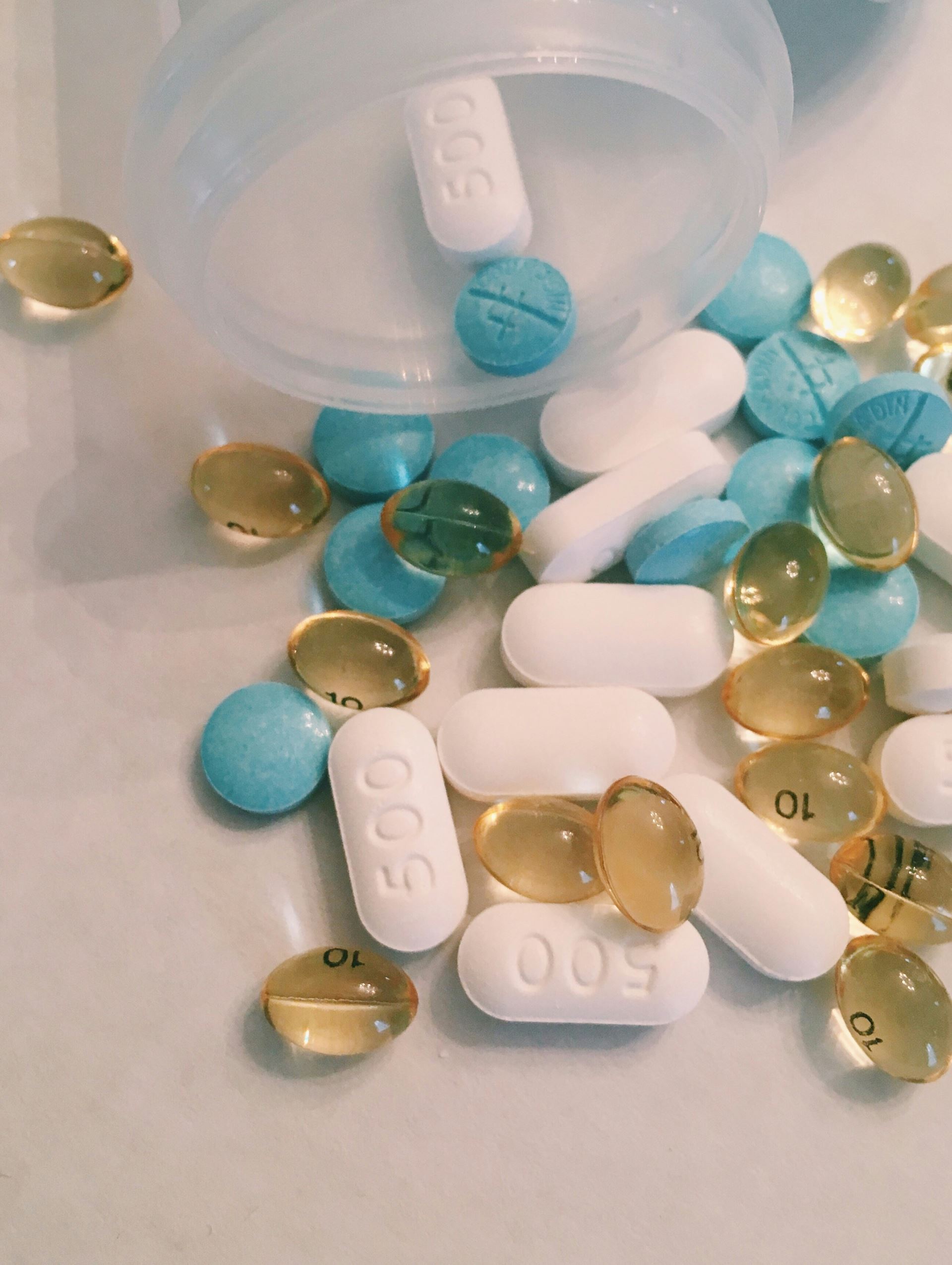 Pills on a table